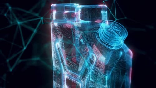 Portable Water Tank Hologram Close Up 4k