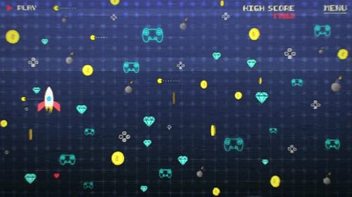 Pixel Art Retro Gaming Elements Seamless Loop Background