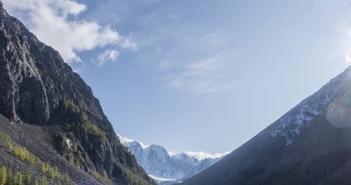 Mountain Lake Timelapse at the Summer or Autumn Time. Wild Nature and Rural Mount Valley. Green