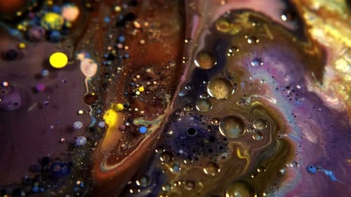 Abstract Fluid Art with Vibrant Colors and Bubbles