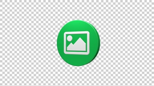 Modern 3D Green Image Icon Spinning Loop