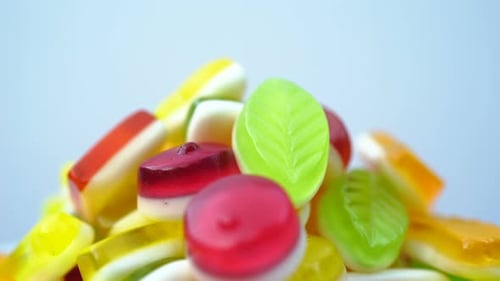 Footage of Bright Tasty Colourful Marmalade Jelly Candies Rotate