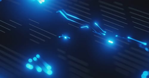 Futuristic Blue Circuit Board Data Flow Animated Background