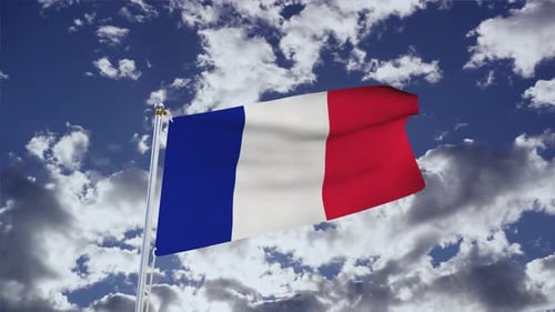 Saint Martin Flag With Sky 4k