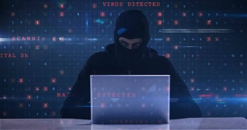 Hacker usando laptop