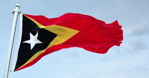 East Timor Flag Waving Loop 4 K