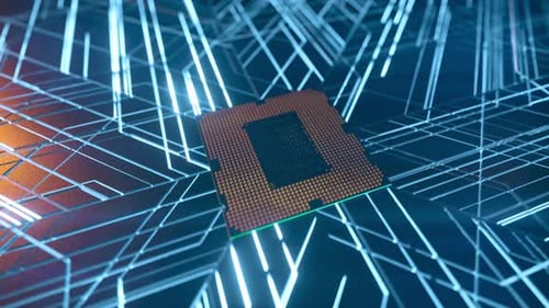 Futuristic CPU Processor Digital Network Loop Background