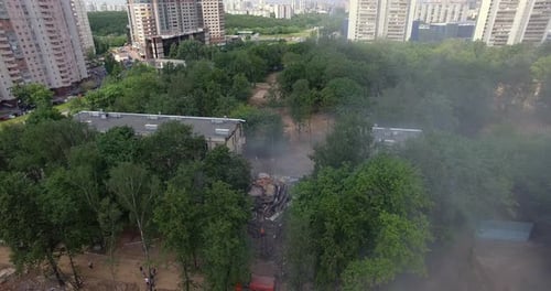 Aerial Shot of Old Building Demolition in New Residential Area