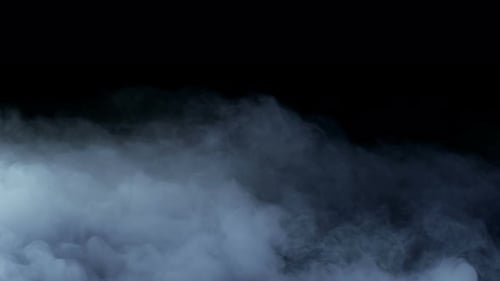 Wispy Blue Smoke Rising on Black Background