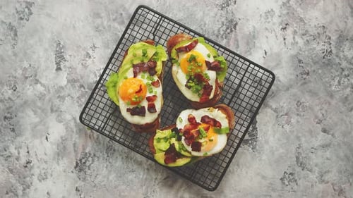 Avocado Toast with Bacon and Fried Egg