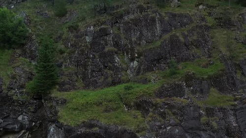 Aerial View On Rocky Slope In The Mountain