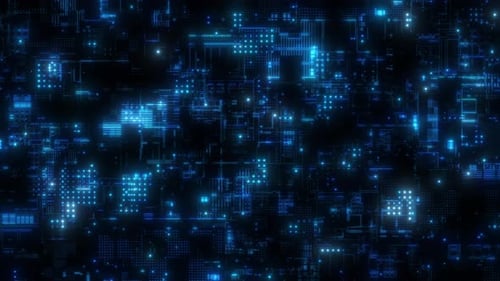 Futuristic Digital Technology Circuit Grid Loop