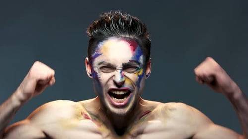 Angry Young Man Screaming Isolated