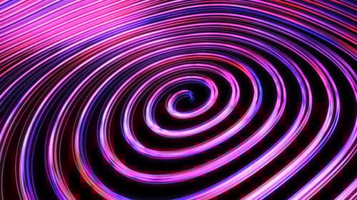 Glowing Neon Light Line Trails Rotate Spin in Spiral Vortex Swirl - 1080p