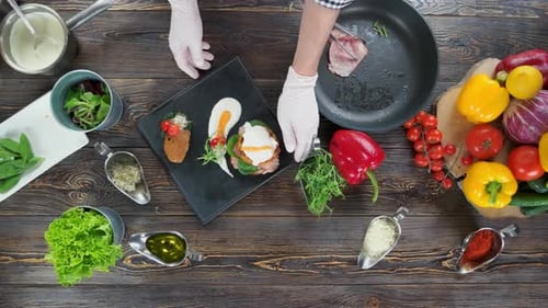 Chef Prepares Elegant Food with Fresh Ingredients