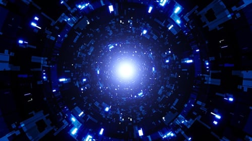 Blue Light Tech Pattern Tunnel