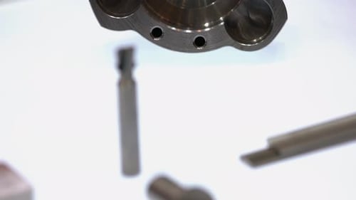 Metal Machine Part Rotating Close Up