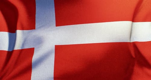 Waving Realistic Fabric Flag of Denmark