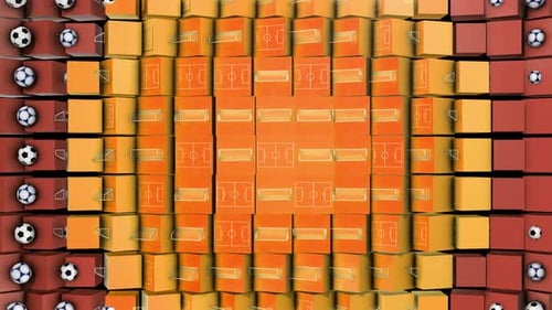 Multiple Soccer Field and Ball Background Red