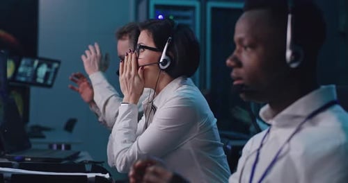 Stressed Workers in a Futuristic Office