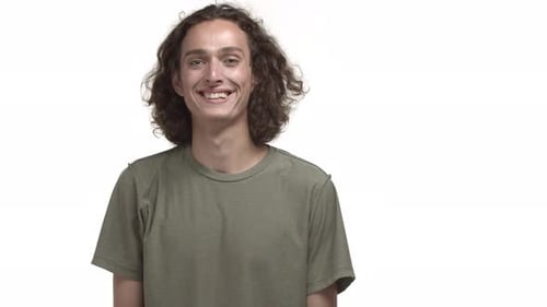 Young Adult Smiling on White Background