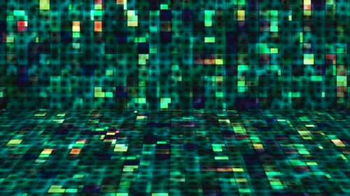 Dynamic Abstract Glowing Digital Grid Stage Room Loop