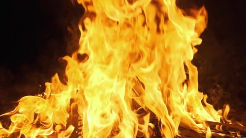 Intense Flames Flickering in the Night