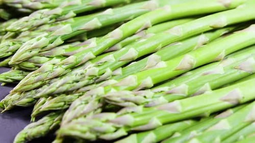 Asparagus Fresh Raw Organic Green Asparagus Sprouts Closeup Healthy Vegetarian Food