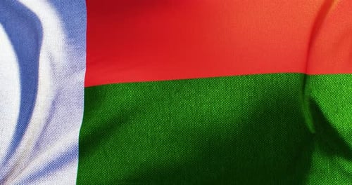 Realistic Waving Flag of Madagascar with Fabric Texture