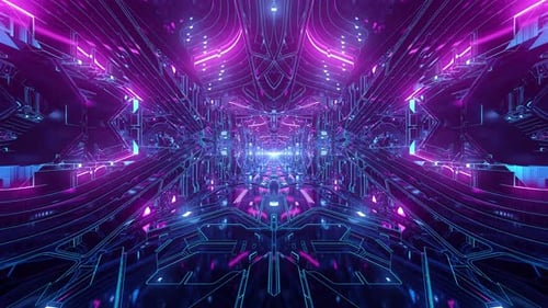 Detailed Neon Cyber Tunnel Loop