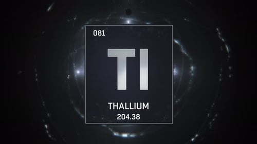 Thallium as Element 81 of the Periodic Table on Silver Background