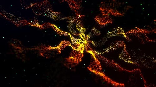 Abstract Flowing Digital Particle Wave Background Animation