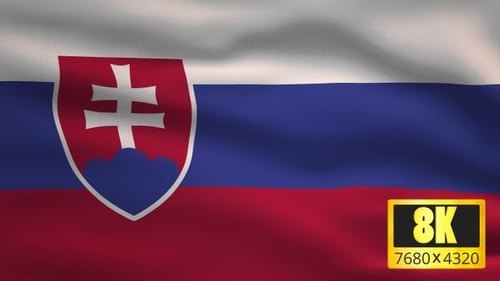 Realistic Slovakia Flag Waving in Slow Motion