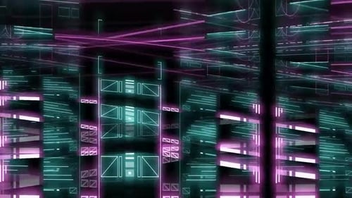 Futuristic Technology Data Grid Lines Loop Background