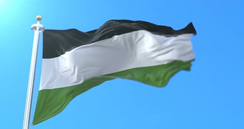 Realistic Aromantic Pride Flag Waving in Blue Sky