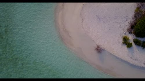 Aerial top view tourism of paradise lagoon beach trip by shallow sea and white sandy background of a