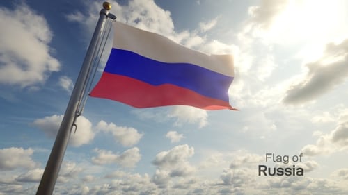 Realistic Russian Flag Waving Under Bright Sky