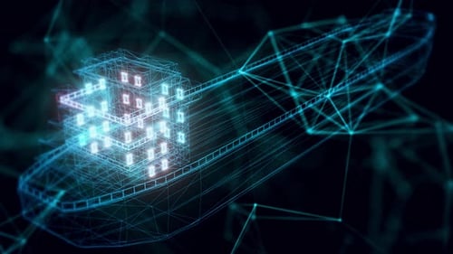 Cargo Ship Hologram Close Up 4k