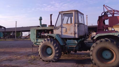 Vintage Tractor on a Farm in a Rural Setting