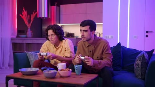 Friends Playing Video Games, Celebrating Victory