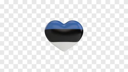 Animated 3D Heart with Estonian Flag Colors