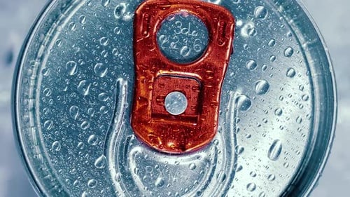 Condensation Covered Can of Refreshing Soda