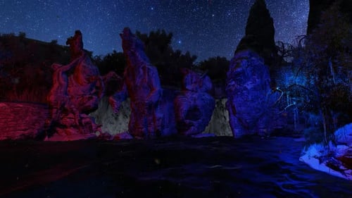 Fantasy world waterfall panorama