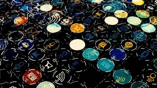 Animated Digital Technology Icons Network Grid Loop