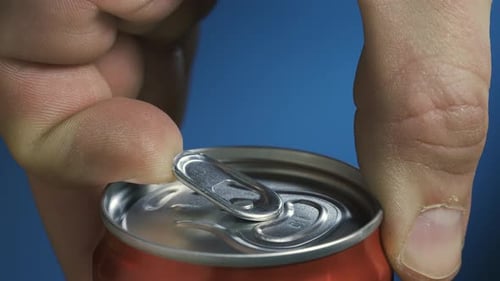 Opening Refreshing Soda Can Close Up