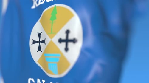 Waving Flag of Calabria Region Italy