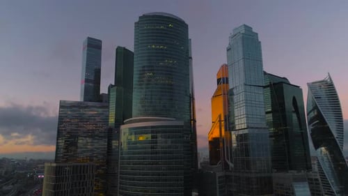 Business Center Moscow City. Aerial, Dron Shoot.