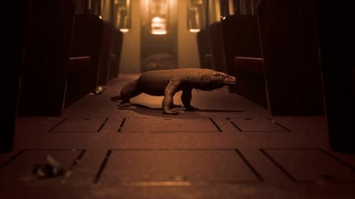 Dragon de Comodo dans la station de métro souterraine