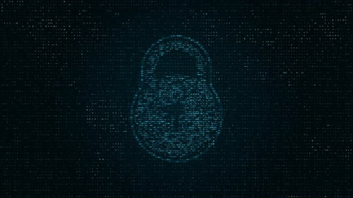 Blue particle security Key on particle abstract background