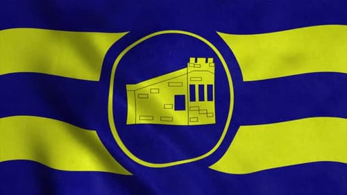 Waving Flag Animation with Castle Emblem and Stripes